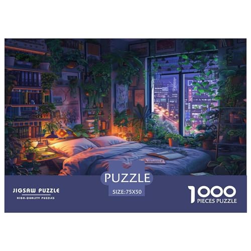 Nacht-Schlafzimmer 1000 Jigsaw Puzzle, Premium Quality, for Adults and Children from 12 Years Puzzle，Premium Quality Nachhaltige Spiele Jigsaw Puzzle in Panorama Format von LYJSMDAAA