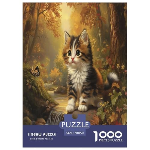 Norwegische Waldkatte Puzzles 1000 Teile Schwer Puzzle Spielzeug Lernspiel Impossible Herausforderung Spielzeug Für Erwachsene Kinder 70x50cm/1000pcs von LYJSMDAAA