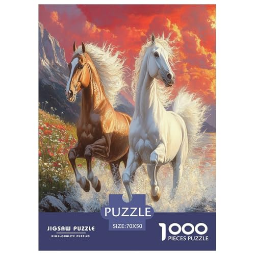 Pferd Puzzle 1000-teilige Schwer Puzzle Spielzeug Pädagogisches Spiel Impossible Herausforderung Spielzeug Für Erwachsene Und Kinder Ab 14 Jahren 70x50cm/1000pcs von LYJSMDAAA