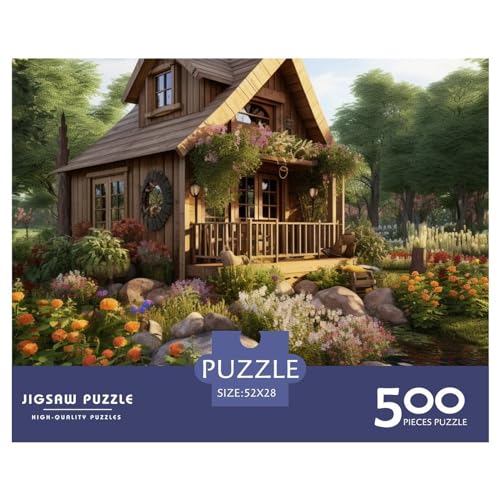 Rustic Häuschen Puzzle 500 Pieces Nachhaltige Spiele Jigsaw Puzzle for Adults and Children from 14 Years，Premium Quality Jigsaw Puzzle in Panorama Format von LYJSMDAAA