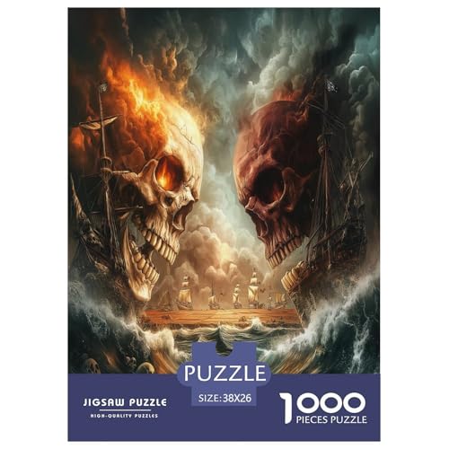 Schädel Puzzles 1000 Teile Schwer Puzzle Spielzeug Lernspiel Impossible Herausforderung Spielzeug Für Erwachsene Und Kinder in Bewährter 38x26cm/1000pcs von LYJSMDAAA