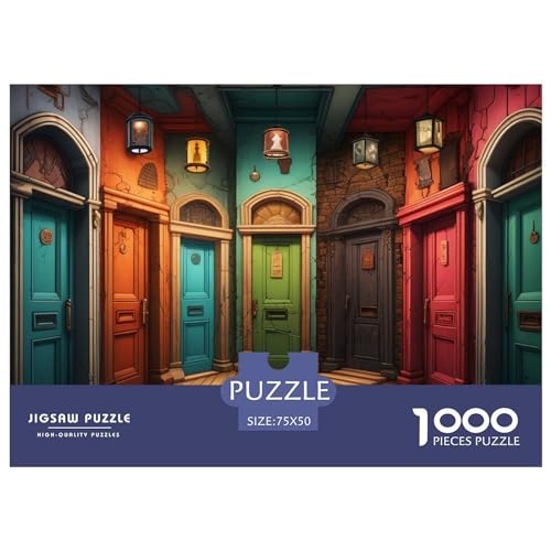 Seltsame farbige Türen Puzzle - 1000 Pieces Premium Quality Jigsaw Puzzle for Adults and Children from 14 Years 2-in-1 Special Edition with Familienspiele Motifs von LYJSMDAAA