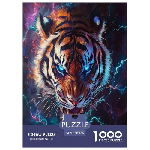 Tiger Puzzle 1000 Teile Schwer Puzzle Spielzeug Pädagogisches Spiel Impossible Herausforderungsspielzeug Für Erwachsene Und Kinder in Bewährter 38x26cm/1000pcs von LYJSMDAAA
