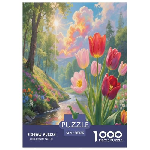 Tulpen Puzzle 1000-teilige Schwer Puzzle Spielzeug Lernspiel Impossible Herausforderungsspielzeug Für Erwachsene Und Kinder Ab 14 Jahren 38x26cm/1000pcs von LYJSMDAAA