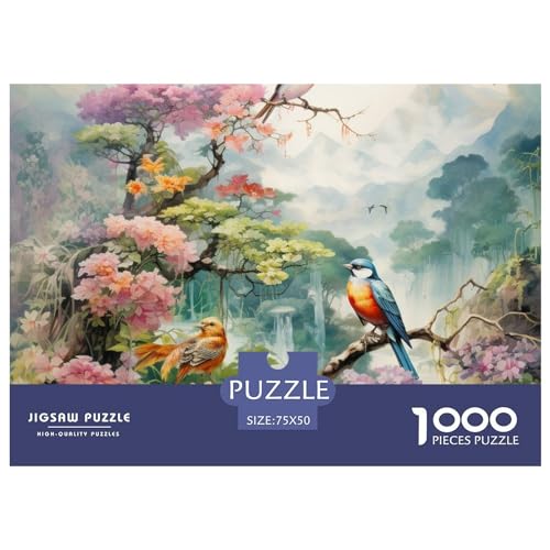 Vögel und Blumen Jigsaw Puzzle -Intelligenz Herausforderung- 1000 Piece Puzzle for Adults and Children from 14 Years -Premium Quality Jigsaw Puzzle in Panorama Format von LYJSMDAAA