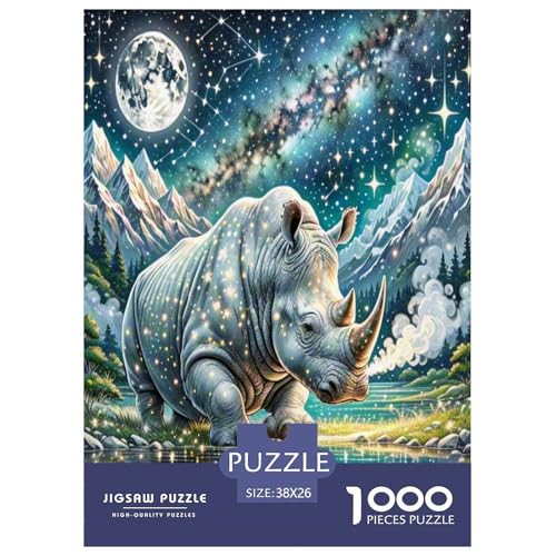 Weiße Nashörner Puzzle 1000 Teile Schwer Puzzle Spielzeug Pädagogisches Spiel Impossible Herausforderung Spielzeug Für Erwachsene Und Kinder Ab 12 Jahren 38x26cm/1000pcs von LYJSMDAAA