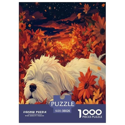 West Highland Weißer Terrier Puzzle 1000 Teile Schwer Puzzle Spielzeug Lernspiel Impossible Herausforderungsspielzeug Für Erwachsene Und Kinder Ab 14 Jahren 38x26cm/1000pcs von LYJSMDAAA