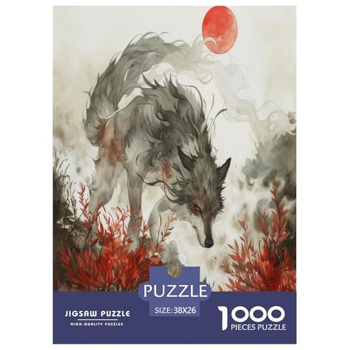 Wolf Puzzle 1000-teilige Schwer Puzzle Spielzeug Lernspiel Impossible Herausforderung Spielzeug Für Erwachsene Kinder 38x26cm/1000pcs von LYJSMDAAA