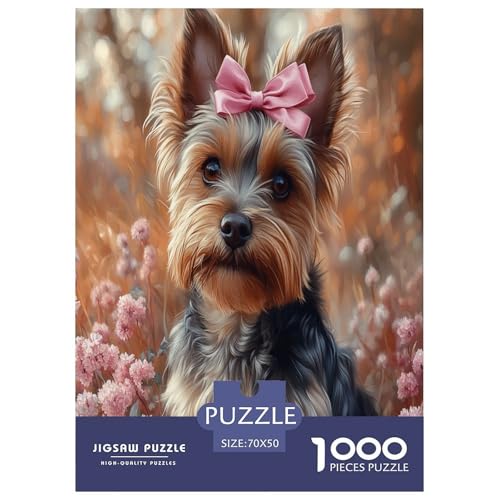 Yorkshire Terrier Puzzle 1000-teilige Schwer Puzzle Spielzeug Pädagogisches Spiel Impossible Herausforderungsspielzeug Für Erwachsene Kinder 70x50cm/1000pcs von LYJSMDAAA