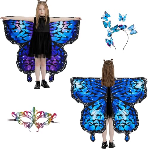 LYL. Ling Schmetterlingsflügel für Mädchen, Doppelseitige Feenflügel, Halloween Kostüme für Kinder, Schmetterlingskostüm für Mädchen (#008) von LYL. Ling