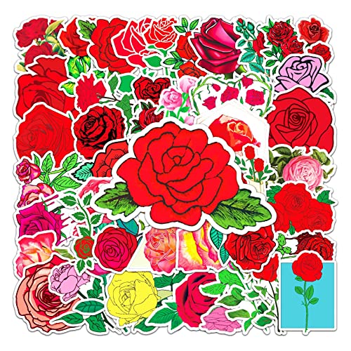 50 Stück Rosen Stickers Niedliche Trendy Blume Aufkleber für Wasserflasche Laptop Skateboard Scrapbooking Handy Auto Fahrrad Gepäck, wasserdichte Vinyl Aufkleber für Teenager Kinder Erwachsene 50 Stück Rosen Stickers Niedliche Trendy Blume Aufkleber für Wasserflasche Laptop Skateboard Scrapbooking Handy Auto Fahrrad Gepäck, wasserdichte Vinyl Aufkleber für Teenager Kinder Erwachsene von LYLSDSB
