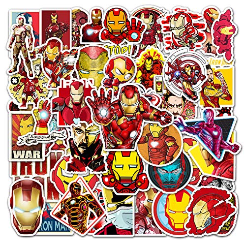 LYLSDSB 52 stück Iron Man Aufkleber Vinyl Wasserdicht Marvel Graffiti Aufkleber,Laptop Wasserflasche Fahrrad Skateboard iPhone Auto Motorrad Gepäck Computer Aufkleber für Kinder Jugendliche von LYLSDSB