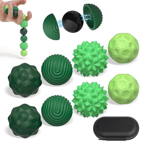 8 Stück Magnetische Fidget Toys, Magnetische Sensorik Bälle, Anti-Stress Spielzeug aus Silikon, Magnetische Anziehungskraft Stress Bälle mit Silikonhülle, Sensory Toy (Grün) von LYNBLY