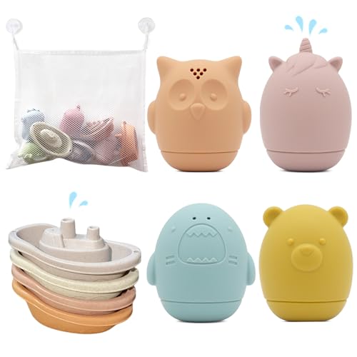 LYNSAN Badewannenspielzeug, 8 Stück Badespielzeug Baby mit Aufbewahrungstasche, Badewanne Spielzeug Boot, Wasserspielzeug Geschenke für Babys Kleinkinder Jungen Mädchen, Animal LYNSAN Badewannenspielzeug, 8 Stück Badespielzeug Baby mit Aufbewahrungstasche, Badewanne Spielzeug Boot, Wasserspielzeug Geschenke für Babys Kleinkinder Jungen Mädchen, Animal von LYNSAN