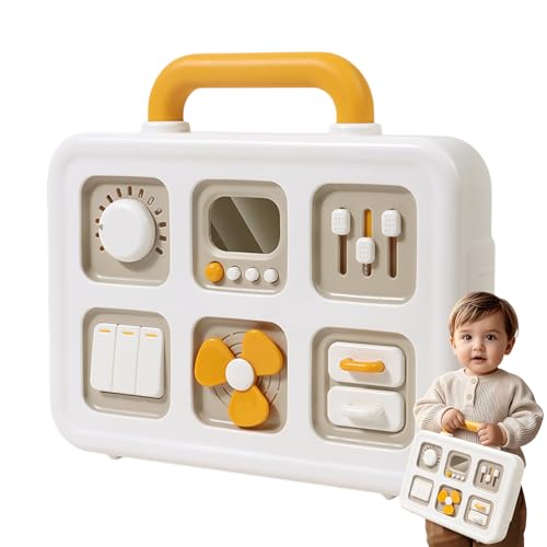 LYNSAN Montessori Spielzeug Baby, Sensorik Spielzeug Activity Busy Board Kinderspielzeug Portable Handheld, Lernspielzeug Sinne Lebensfähigkeiten Geburtstag Geschenk für Kinder Jungen Mädchen, Gelb LYNSAN Montessori Spielzeug Baby, Sensorik Spielzeug Activity Busy Board Kinderspielzeug Portable Handheld, Lernspielzeug Sinne Lebensfähigkeiten Geburtstag Geschenk für Kinder Jungen Mädchen, Gelb von LYNSAN