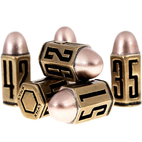 Patronen Metall Dice Würfelset/Metal Bullet Dice Set - sechs Messing D6 DND Würfel Metall - Gut für Dungeons and Dragons, Warhammer, Rollenspiel/DND Zubehör Geschenk – Pen and Paper Würfel Set Patronen Metall Dice Würfelset/Metal Bullet Dice Set - sechs Messing D6 DND Würfel Metall - Gut für Dungeons and Dragons, Warhammer, Rollenspiel/DND Zubehör Geschenk – Pen and Paper Würfel Set von LYNX
