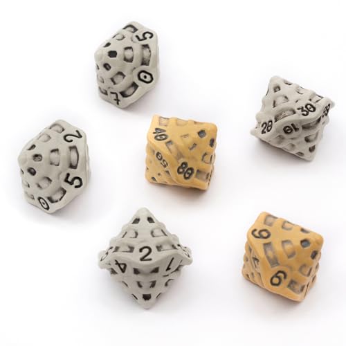 D10 &%D10 Würfel Set - Set aus Sechs Würfel 10 Seitig - Vier W10 & Zwei%W10 (D100 / W100) Skull & Bone/Schädel & Knochen DND Würfel Für Pen and Paper, Dungeons & Dragons, Warhammer, D&D (Gemischt) von LYNX