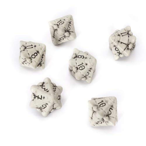 D12 Würfel Set - Set aus Sechs Würfel 12 Seitig - Skull & Bone / Schädel & Knochen W12 DND Würfel Für Pen and Paper, Dungeons & Dragons, Warhammer, D&D, Pathfinder, Magic The Gathering (MTG) (Weiß) von LYNX