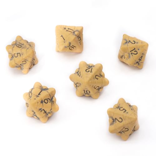 D12 Würfel Set - Set aus Sechs Würfel 12 Seitig - Skull & Bone / Schädel & Knochen W12 DND Würfel Für Pen and Paper, Dungeons & Dragons, Warhammer, D&D, Pathfinder, Magic the Gathering (MTG) (Gelb) von LYNX