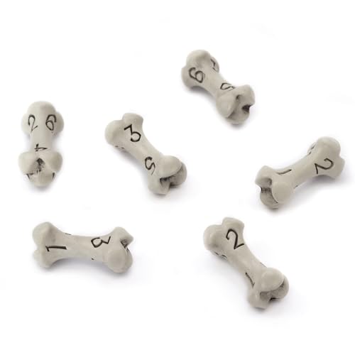 D6 Würfel Set - Set aus Sechs Würfel 6 Seitig - Skull & Bone / Schädel & Knochen W6 DND Würfel Für Pen and Paper, Dungeons & Dragons, Warhammer, D&D, Pathfinder, Magic The Gathering (MTG) (Weiß) von LYNX