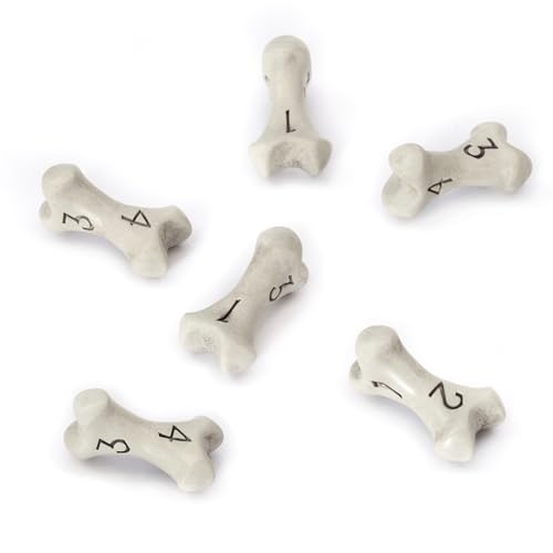 LYNX D4 Würfel Set - Set aus Sechs Würfel 4 Seitig - Skull & Bone/Schädel & Knochen W4 DND Würfel Für Pen and Paper, Dungeons & Dragons, Warhammer, D&D, Pathfinder, Magic The Gathering (MTG) (Weiß) von LYNX