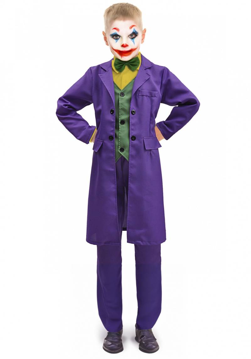 Offizielles Joker-Kostüm für Jungen violett-grün-gelb von KARNEVAL-MEGASTORE