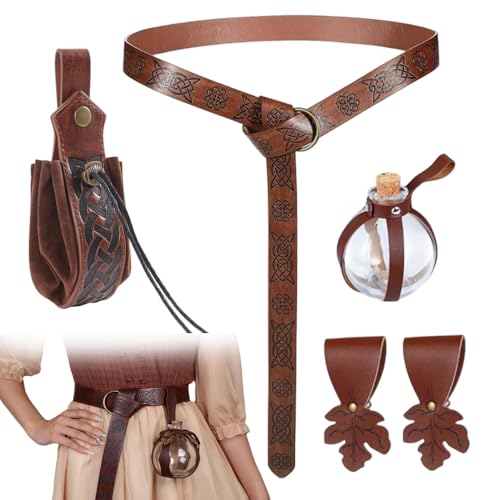 LYPPUL 4PCS Halloween Nekromanten Anzug, Mittelalterliche Accessoires Set, Hexe Ritter Renaissance Kostüm mit 250ml Zaubertrank FläSchchen GüRtelschlaufe für Halloween Cosplay Zauberer LYPPUL 4PCS Halloween Nekromanten Anzug, Mittelalterliche Accessoires Set, Hexe Ritter Renaissance Kostüm mit 250ml Zaubertrank FläSchchen GüRtelschlaufe für Halloween Cosplay Zauberer von LYPPUL