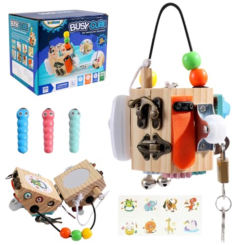 LYPPUL Busy Board Baby, Busy Activity Cube, Motorikwürfel Activity Würfel Montessori Lernspielzeug Holz 15-in-1 Fidget Cube Stresswürfel Tragbares Anti Stress Spielzeug für Kleinkinder ab 3 Jahren LYPPUL Busy Board Baby, Busy Activity Cube, Motorikwürfel Activity Würfel Montessori Lernspielzeug Holz 15-in-1 Fidget Cube Stresswürfel Tragbares Anti Stress Spielzeug für Kleinkinder ab 3 Jahren von LYPPUL