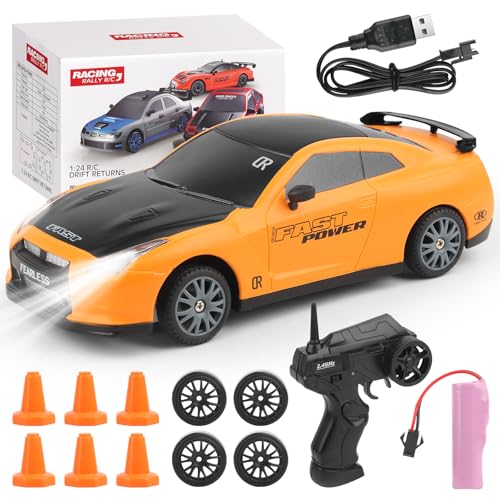 LYPPUL Ferngesteuertes Auto, 1:24 RC Auto, 30km/h 4WD Ferngesteuertes Rennauto mit Arbeitsscheinwerfern, 2,4 GHz RC Drift Car für Jungen Mädchen und Erwachsene von LYPPUL