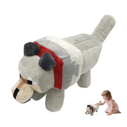 LYPPUL Grau Wolf Kuscheltier Figuren Plush, 35CM Plüschtier Stofftier, Miner Wolf Plüschfigur, Perfekte kuschelige Spielgefährten für Kinder Geburtstage und besondere Anlässe Gift von LYPPUL