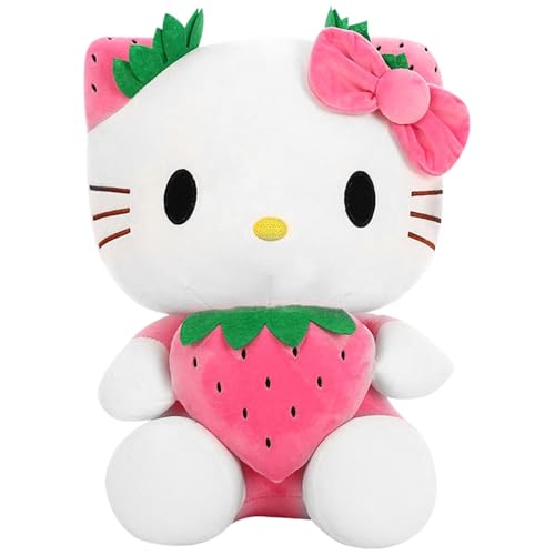 LYPPUL Plüschtier Katze, 28cm Katze Plüsch, Kuscheltier Katze Erdbeeren, Stofftier Plüsch, Kusche-ltier Gefüllte Plüschpuppe Kinderspielzeug, Jungen Mädchen Geburtstaggeschenke Party Supplie von LYPPUL
