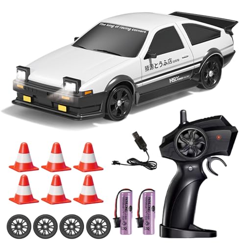 LYPPUL RC Drift Car, 1:24 Ferngesteuertes Auto, 4WD Spielzeugauto, 2,4 GHz Ferngesteuertes Rennauto, 18 km/h Mini RC Auto mit Arbeitsscheinwerfern Jungen Mädchen im Alter 4+ und Erwachsene von LYPPUL