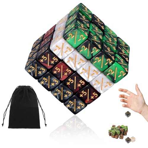 48 Stück MTG Würfel, Magic Würfel Zähler, Magic The Gathering Würfelset, D6 Würfelzähler, Geeignet für Kartenspiele, Familientreffen, Kneipen(Grün, Rot, Weiß, Schwarz) von LYSHOOCE