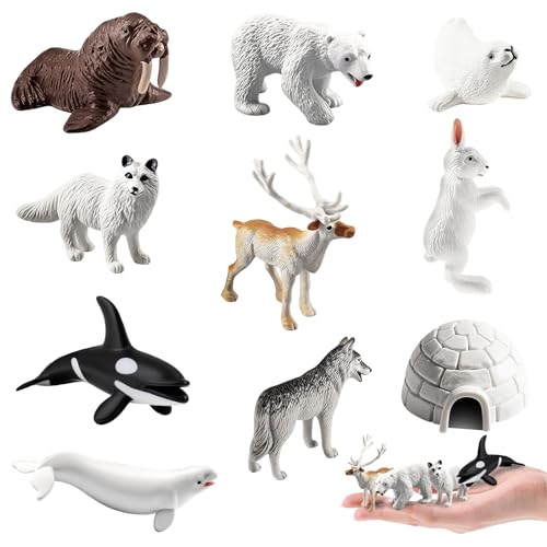 LYSHOOCE 10 Stück Spielzeug Set mit arktischen Tieren Polarfuchs Robben und Mini Meeresbewohner für Kinderspiele (arktischen Tieren) von LYSHOOCE