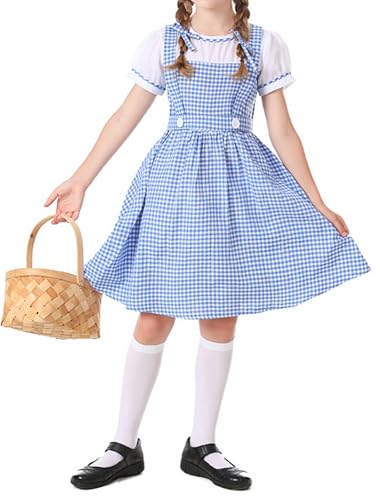 Halloween-Kostüm für Damen, kurze Puffärmel, blaues Puppenkleid, Schwester, Zwillinge, Cosplay, Lolita, Minikleid (B-a-Blau, Mädchen, M) von LYSINK