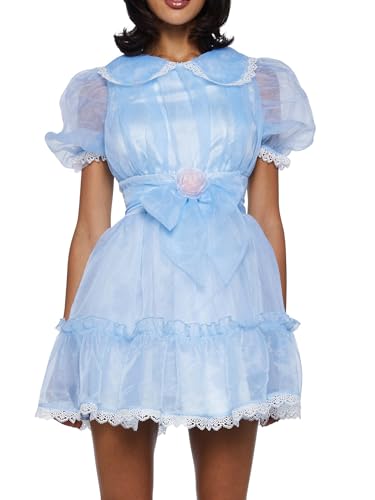 Halloween-Kostüm für Damen, kurze Puffärmel, blaues Puppenkleid, Schwester, Zwillinge, Cosplay, Lolita, Minikleid für Party (F-a-Blau, M) von LYSINK