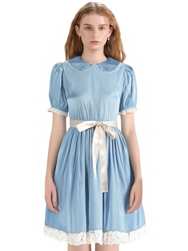 Halloween-Kostüm für Damen, kurze Puffärmel, blaues Puppenkleid, Schwester, Zwillinge, Cosplay, Lolita, Minikleid für Party (G-a-Blau, M) von LYSINK