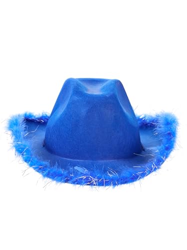 LYSINK Cowboyhut für Damen, Diamant-Quasten-Cowgirl-Hut, Strass-Fransen-Kuh-Jungen-Hüte, Rave-Junggesellenabschied-Zubehör, A-tiefblauer Flaum, Einheitsgröße LYSINK Cowboyhut für Damen, Diamant-Quasten-Cowgirl-Hut, Strass-Fransen-Kuh-Jungen-Hüte, Rave-Junggesellenabschied-Zubehör, A-tiefblauer Flaum, Einheitsgröße von LYSINK