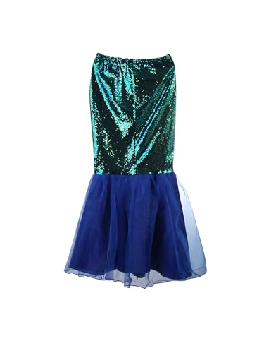 LYSINK Damen Halloween Meerjungfrau Kostüm Hohe Taille Bodycon Fischschwanz Maxirock Cosplay Rollenspiel Party Outfits (A-Blue, M) von LYSINK