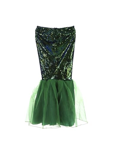 LYSINK Damen Halloween Meerjungfrau Kostüm Hohe Taille Bodycon Fischschwanz Maxirock Cosplay Rollenspiel Party Outfits (A-a-Green, M) von LYSINK