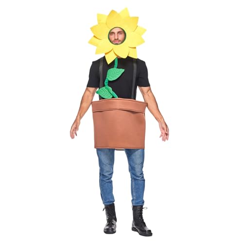 LYSINK Erwachsenenkostüm für Herren und Damen, Halloween, Cosplay, lustige Sonnenblume, Topfpflanze, Kostüm, Festival, Party, Outfits (gelb, Einheitsgröße) von LYSINK