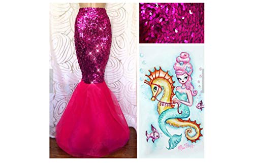 LYSINK Meerjungfrauenrock für Damen, langer Schwanz, Halloween, Cosplay, Kostüm, hohe Taille, figurbetont, Pailletten-Maxirock mit Netzeinsatz (Ba Rose, XL) von LYSINK