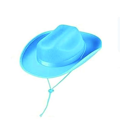 LYSINK Western-Cowboyhüte für Kinder, Jungen, Mädchen, mit verstellbarer, trendiger breiter Krempe, flauschige Cowgirl-Hüte, Kostümzubehör (11 Blau, Einheitsgröße) von LYSINK