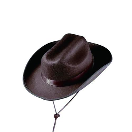 LYSINK Western-Cowboyhüte für Kinder, Jungen, Mädchen, mit verstellbarer, trendiger breiter Krempe, flauschige Cowgirl-Hüte, Kostümzubehör (13 Dunkelbraun, Einheitsgröße) von LYSINK