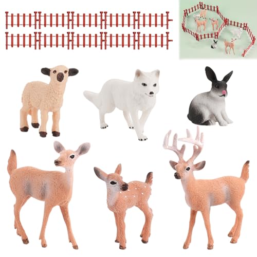 LYTIVAGEN 6 Stück Kunststoff Waldtiere Figuren Mini Tiere Spielfiguren Weihnachten Tierfiguren Miniatur Hirsch Figuren mit Mini Zaun Realistische Tierfiguren für Weihnachten Deko, Lernspielzeug LYTIVAGEN 6 Stück Kunststoff Waldtiere Figuren Mini Tiere Spielfiguren Weihnachten Tierfiguren Miniatur Hirsch Figuren mit Mini Zaun Realistische Tierfiguren für Weihnachten Deko, Lernspielzeug von LYTIVAGEN