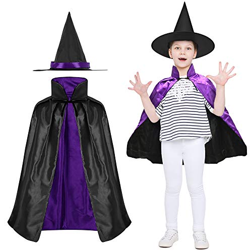LYTIVAGEN Zauberer Kostüm Kinder Hexe Umhang mit Hut Halloween Hexen Kostüme Doppelseitig Zauberer Mantel Hexen Cosplay Cape mit Hexenhut Magier Kinderkostüm für Halloween Karneval Vampire Kostümparty LYTIVAGEN Zauberer Kostüm Kinder Hexe Umhang mit Hut Halloween Hexen Kostüme Doppelseitig Zauberer Mantel Hexen Cosplay Cape mit Hexenhut Magier Kinderkostüm für Halloween Karneval Vampire Kostümparty von LYTIVAGEN