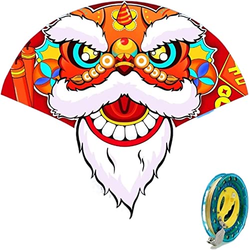 LYVQZPWLRDer Drache, Großer Drachen Drachen Kinder und Erwachsene Fächerförmiger Löwentanz Form Drachen Set Geeignet von LYVQZPWLR