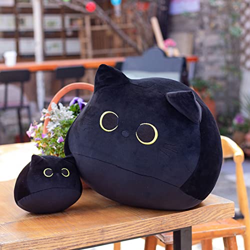 LYVQZPWLRMoleküle tragen Kissen, Schwarzes Katzen-Plüschtier, Schwarzes Katzenkissen, Süße Kissen aus Baumwolle, Auto-Wohndekoration, Geburtstag(40cm) von LYVQZPWLR