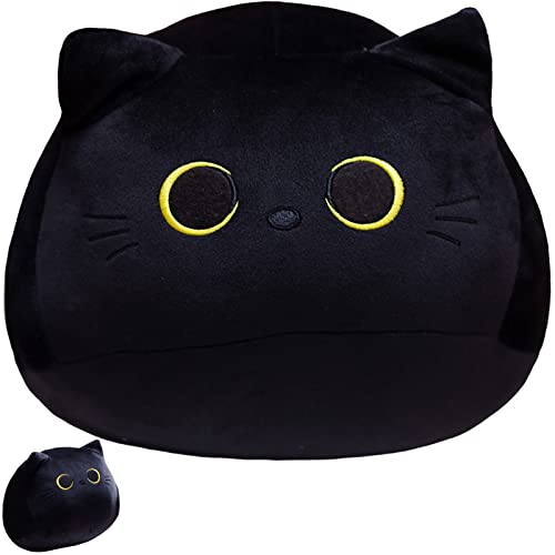 LYVQZPWLRMoleküle tragen Kissen, Schwarzes Katzen-Plüschtier, Schwarzes Katzenkissen, Süße Kissen aus Baumwolle, Auto-Wohndekoration, Geburtstag(55cm) von LYVQZPWLR