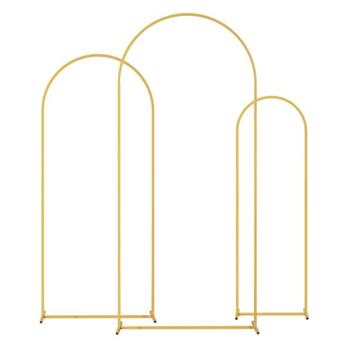 Metallbogen-Hintergrund, Hochzeitsbogenständer, 3 Stück, Goldmetall-Hintergrundbogenständer, Hochzeitsdekoration, Partyzubehör(Small size set) von LYVQZPWLR